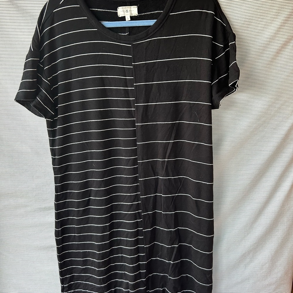 Lou & Grey Black and White Striped Tshirt Dress